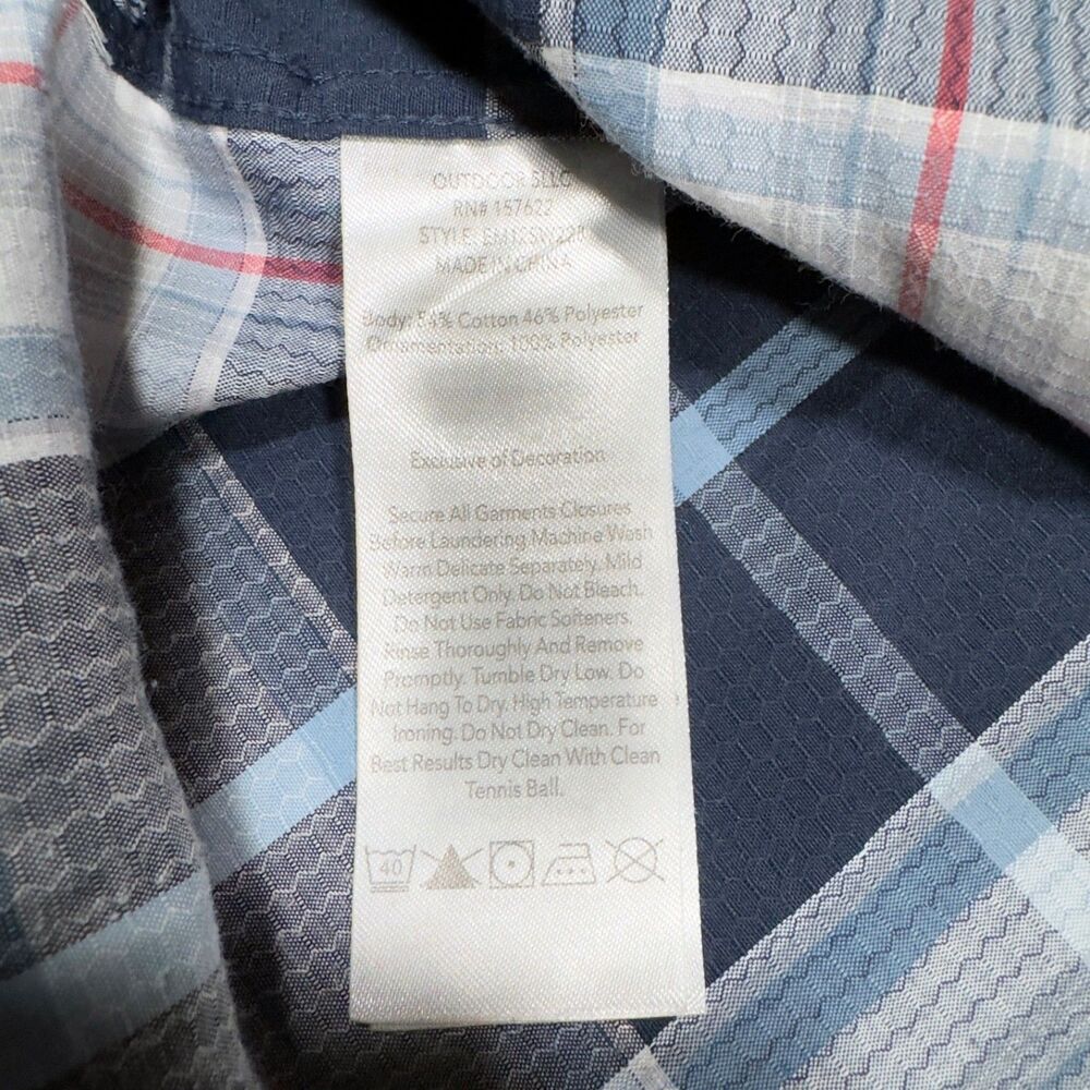 Eddie Bauer Plaid Short Sleeve Buttom Blue Red White Outdoor Shirt Men's XL - Picture 6 of 6